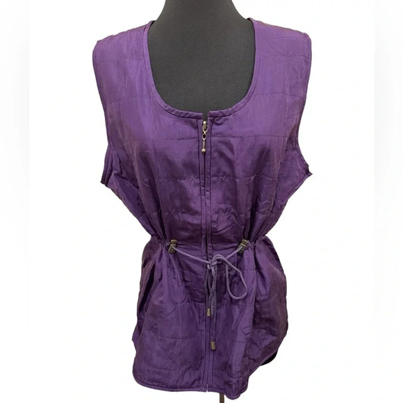 C&B Sport by Croft & Barrow 100% Silk Quilted Vest Purple Zip Front Size Medium - Picture 1 of 7